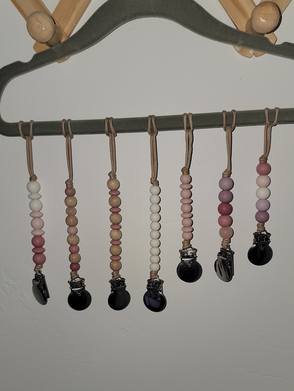 Neutral Pink & Cream Silicone Bead Pacifier Clip - Kids Accessories